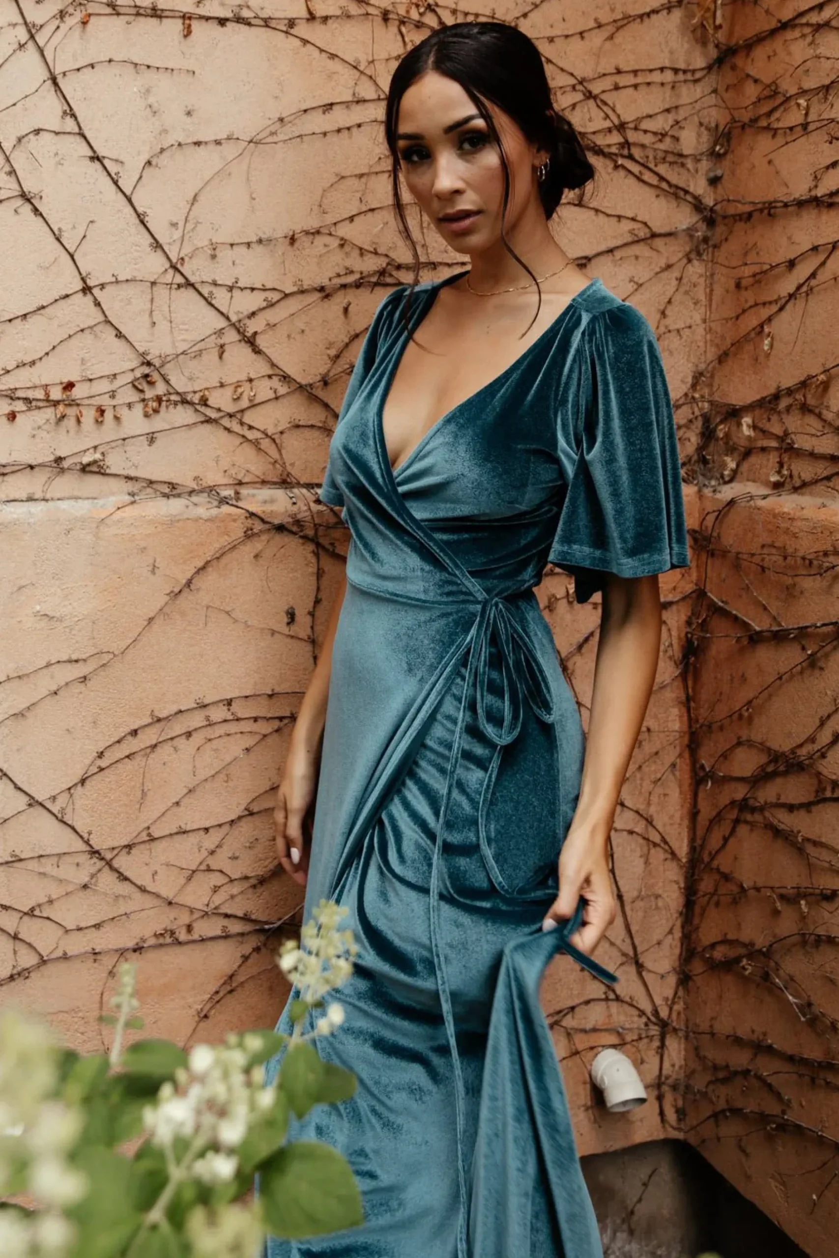 Baltic Born maxi dresses|WEDDING SUITE|Meghan Velvet Wrap Maxi Dress | Persian Blue