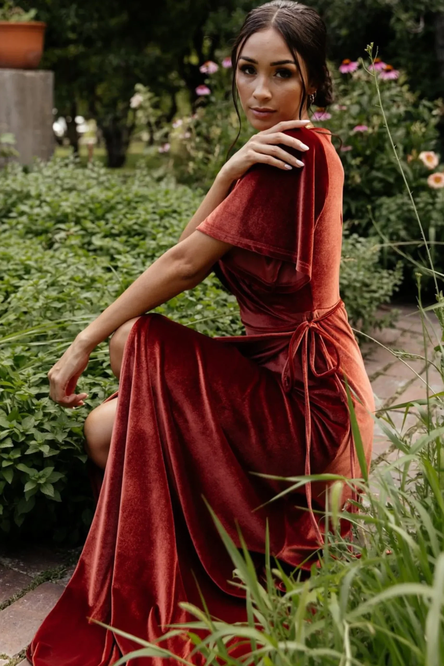 Baltic Born maxi dresses|WEDDING SUITE|Meghan Velvet Wrap Maxi Dress | Terracotta
