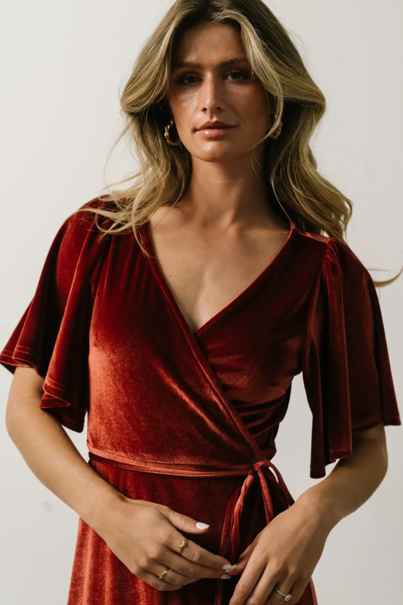 Baltic Born maxi dresses|WEDDING SUITE|Meghan Velvet Wrap Maxi Dress | Terracotta