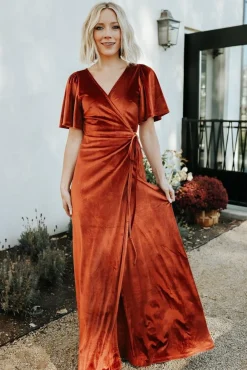 Baltic Born maxi dresses|WEDDING SUITE|Meghan Velvet Wrap Maxi Dress | Rust