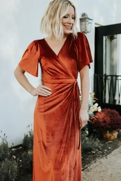 Baltic Born maxi dresses|WEDDING SUITE|Meghan Velvet Wrap Maxi Dress | Rust