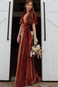 Baltic Born maxi dresses|WEDDING SUITE|Meghan Velvet Wrap Maxi Dress | Spice