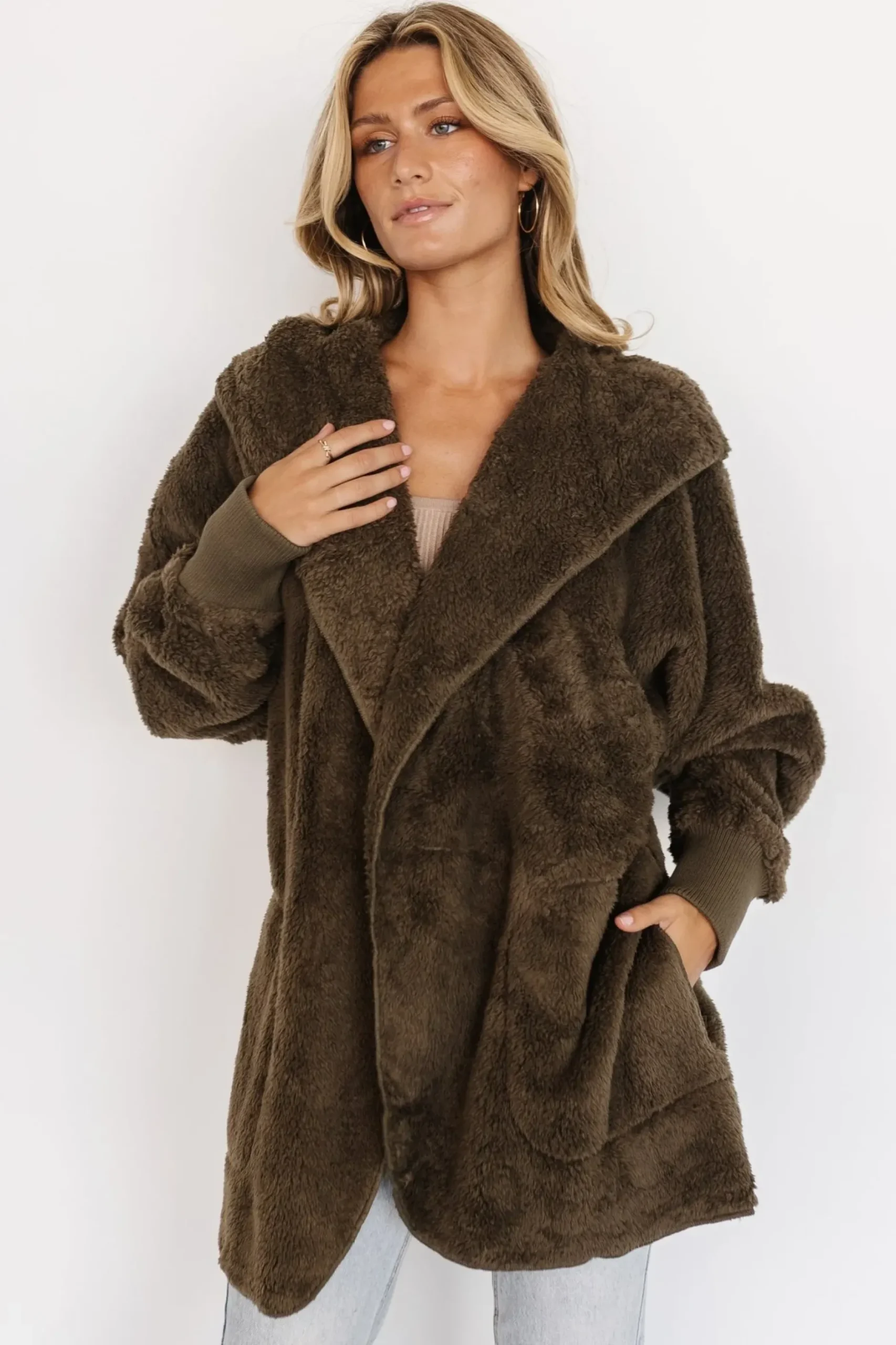 Baltic Born outerwear|Melrose Teddy Jacket | Olive