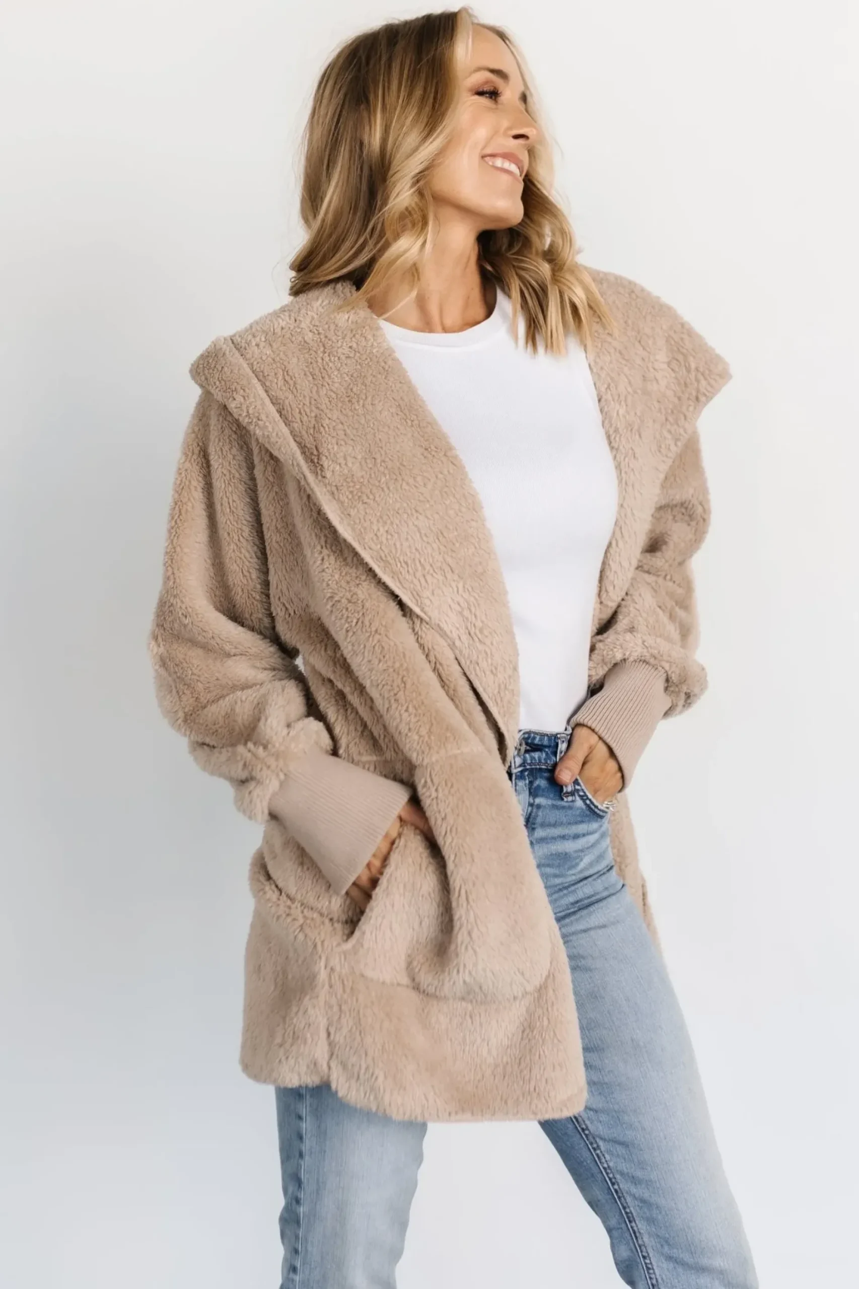Baltic Born outerwear|Melrose Teddy Jacket | Taupe