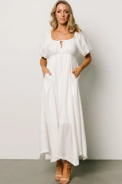 Baltic Born midi dresses|Meredee Puff Sleeve Dress | Off White