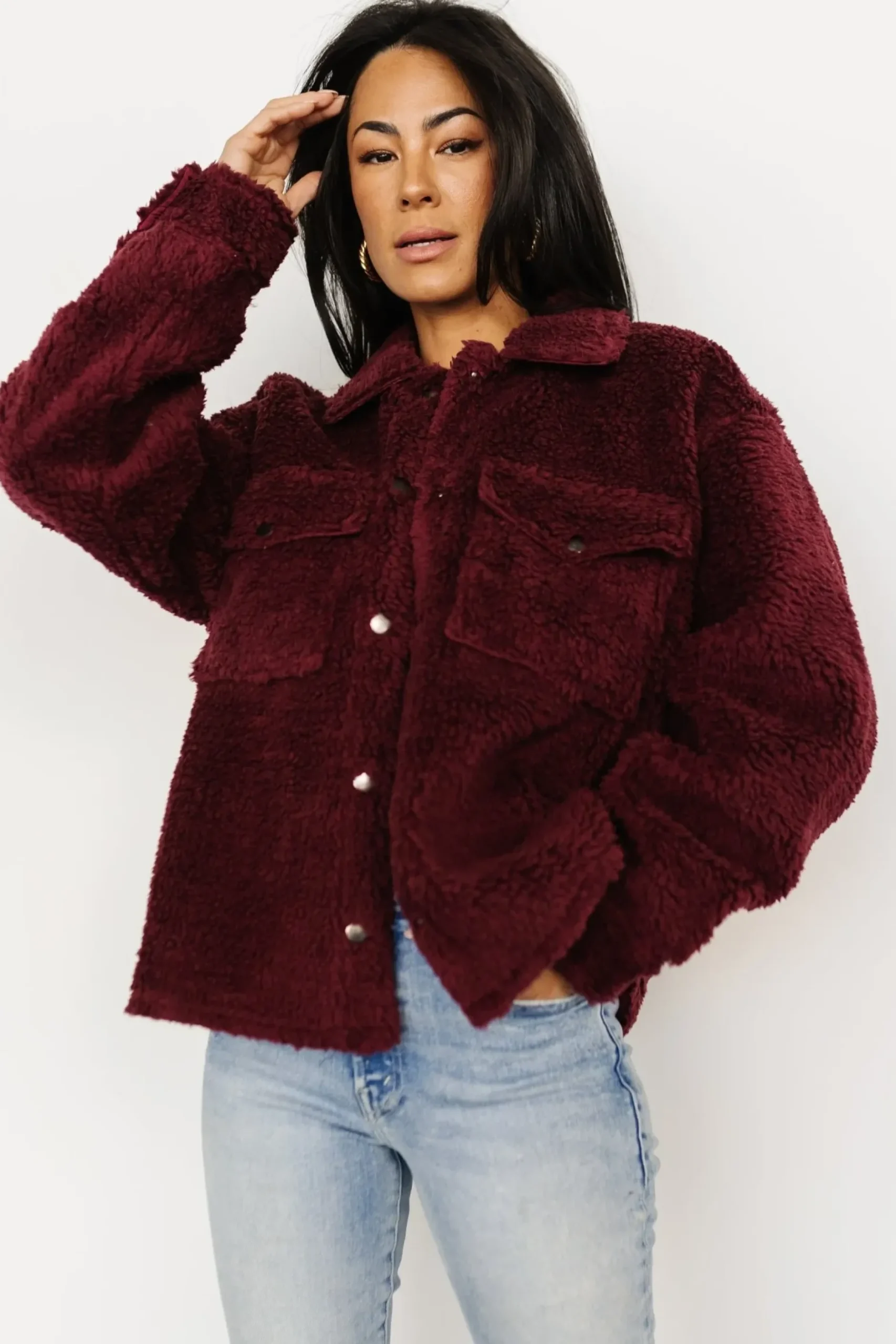 Baltic Born outerwear|Midtown Sherpa Jacket | Burgundy
