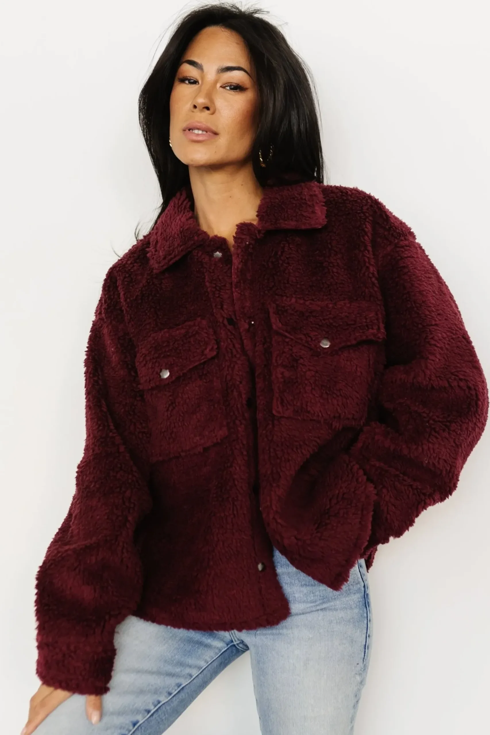 Baltic Born outerwear|Midtown Sherpa Jacket | Burgundy