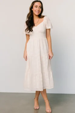 Baltic Born SALE|Mildred Embroidered Midi Dress | Vintage Cream