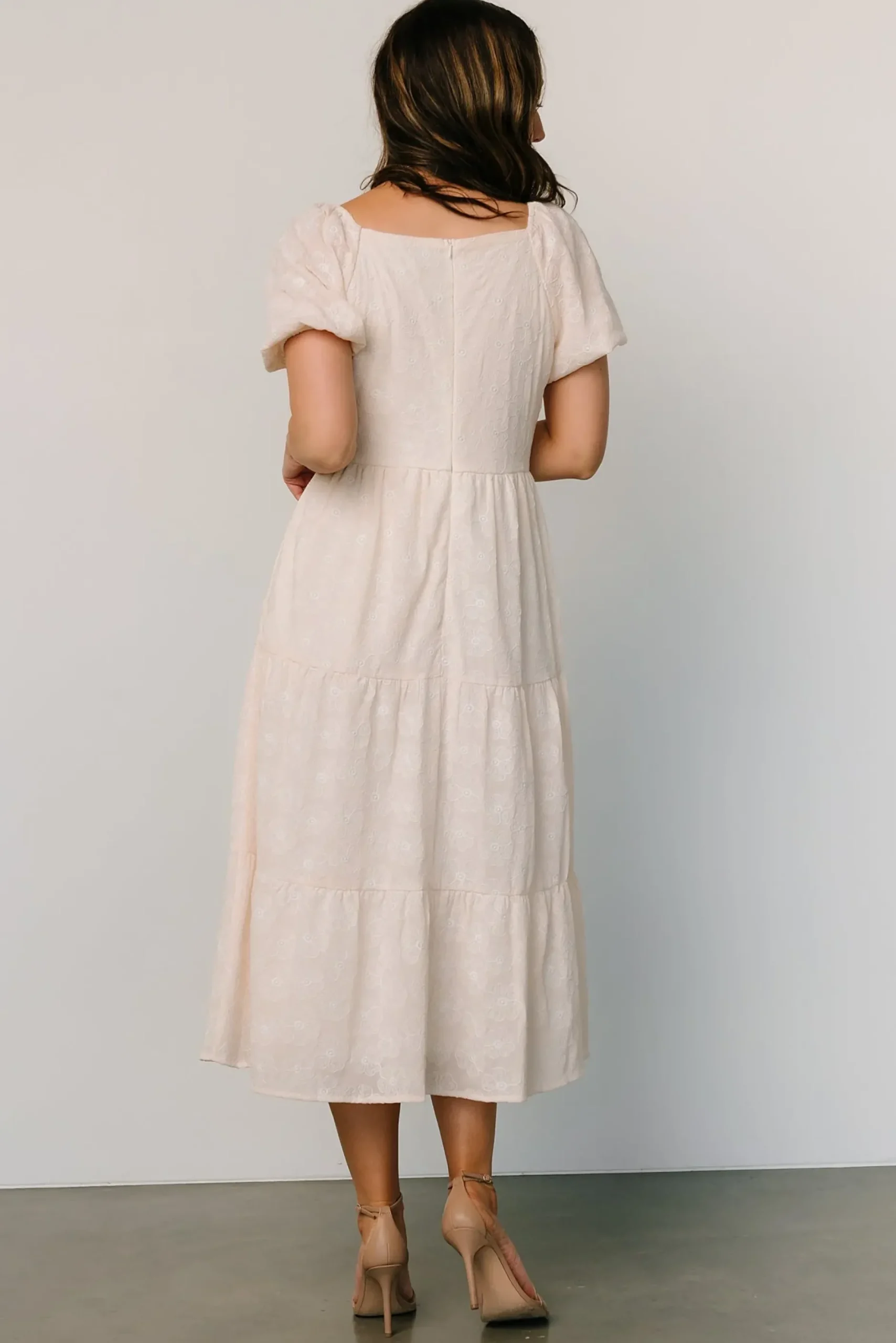 Baltic Born SALE|Mildred Embroidered Midi Dress | Vintage Cream