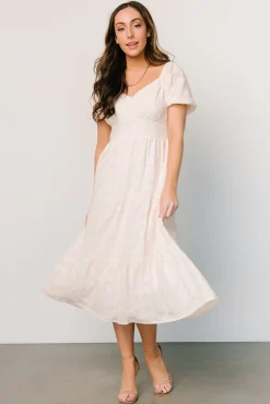Baltic Born SALE|Mildred Embroidered Midi Dress | Vintage Cream