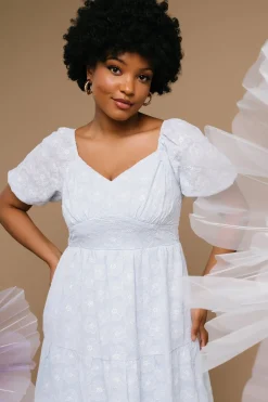 Baltic Born SALE|Mildred Embroidered Midi Dress | Light Blue