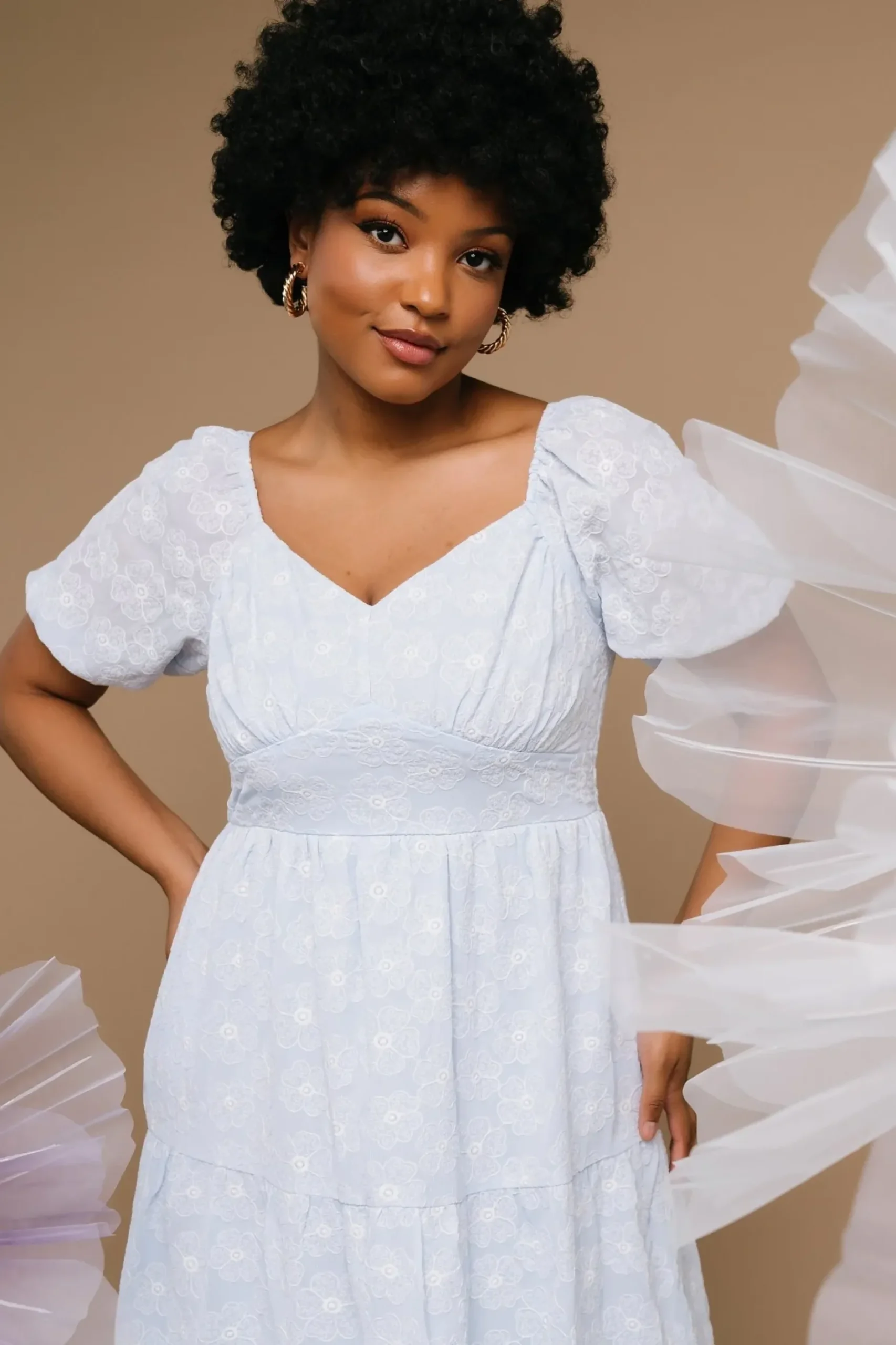Baltic Born SALE|Mildred Embroidered Midi Dress | Light Blue