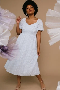 Baltic Born SALE|Mildred Embroidered Midi Dress | Light Blue