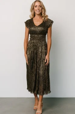 Baltic Born COMING SOON|Miley Pleated Shimmer Dress | Gold