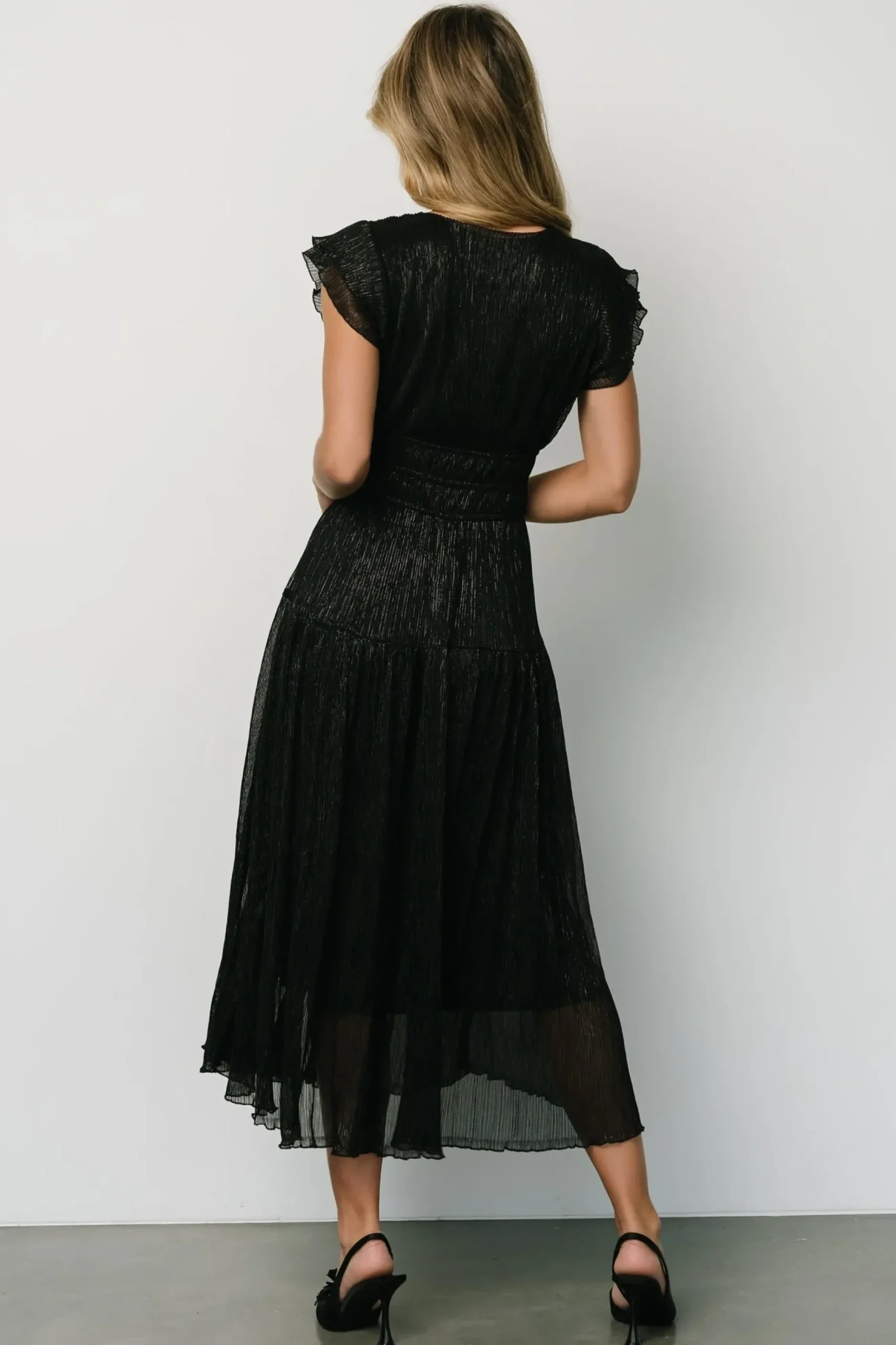 Baltic Born COMING SOON|Miley Pleated Shimmer Dress | Black