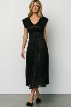 Baltic Born COMING SOON|Miley Pleated Shimmer Dress | Black