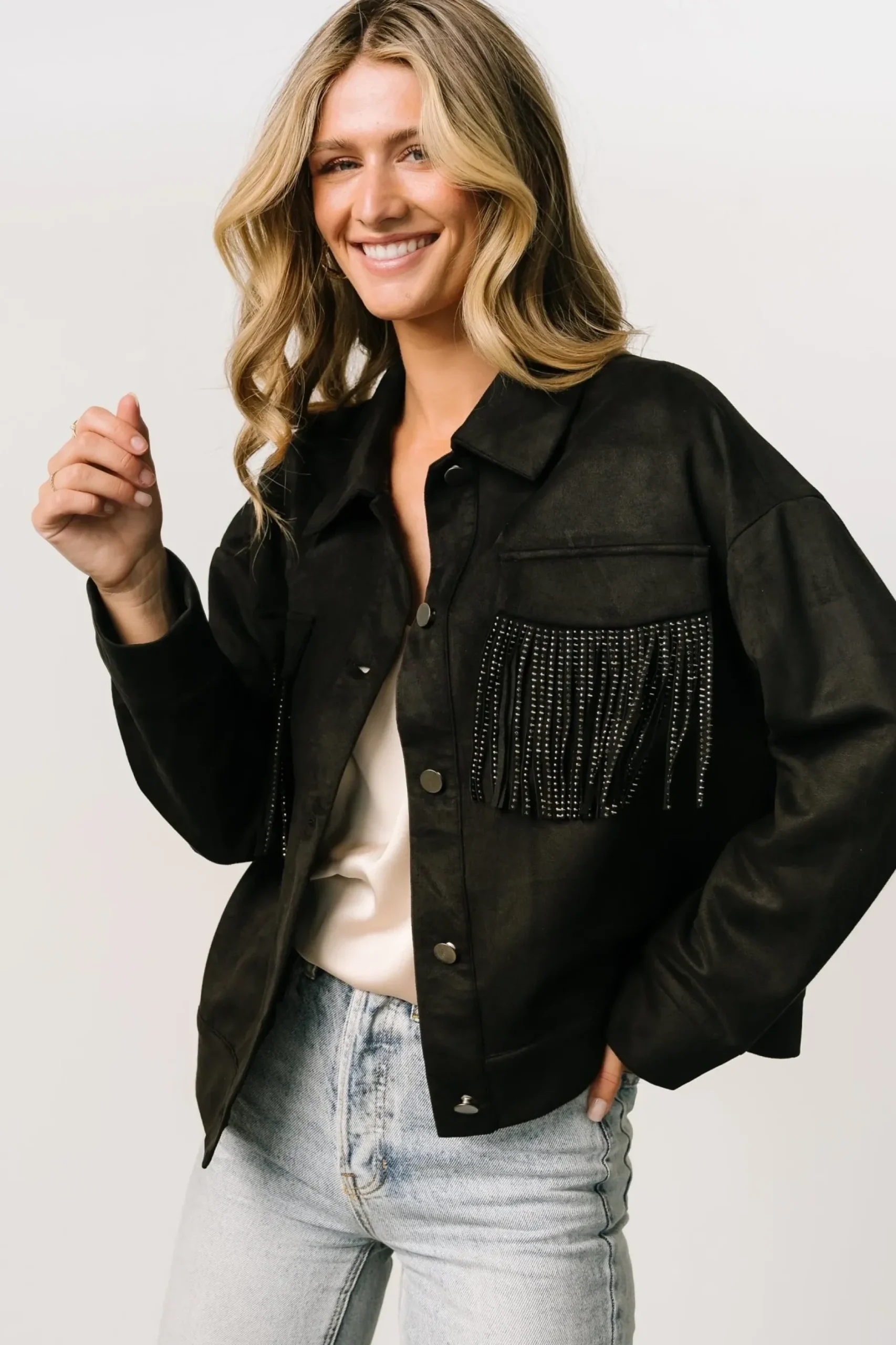 Baltic Born outerwear|Mills Fringe Jacket | Black