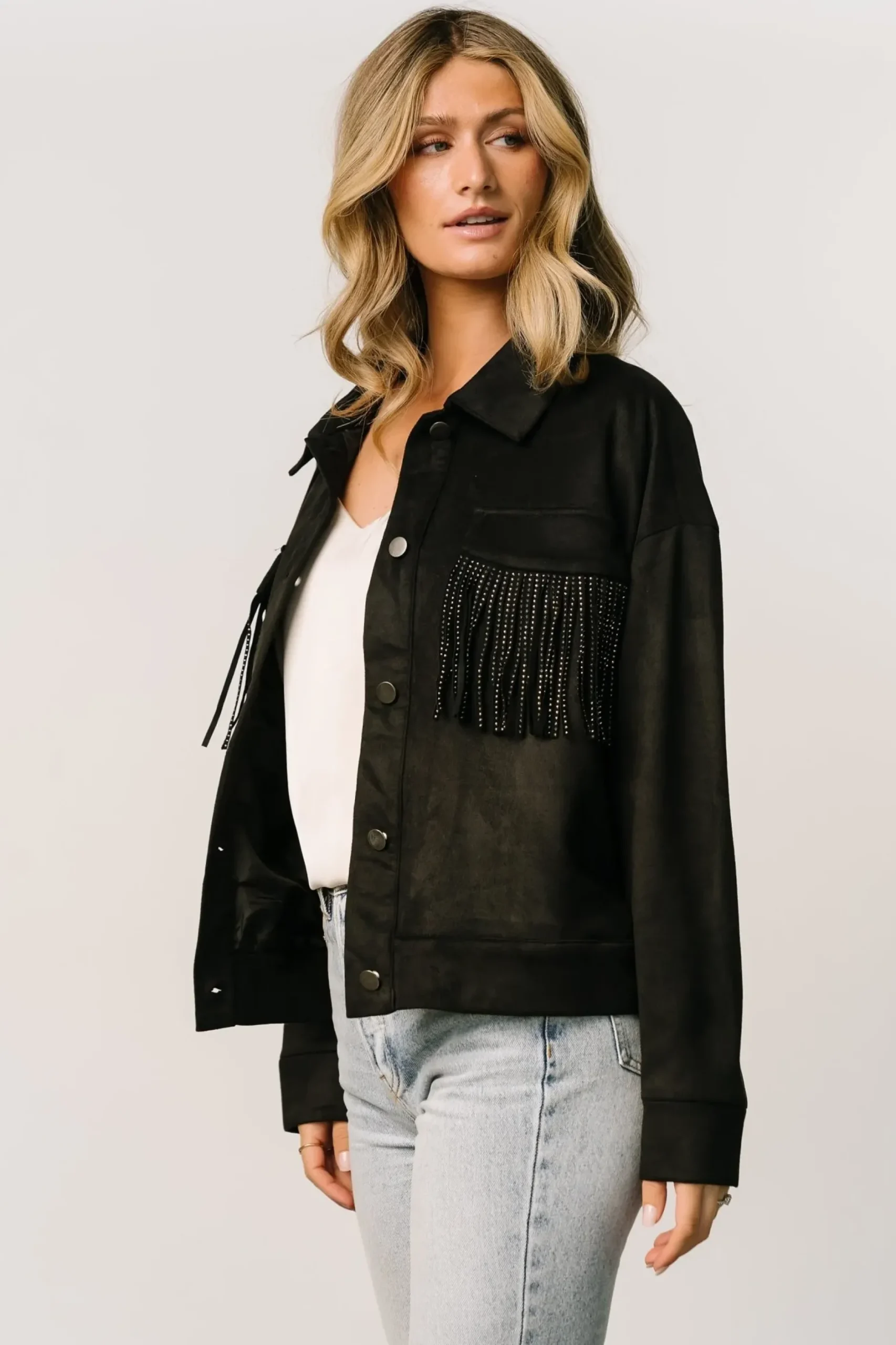 Baltic Born outerwear|Mills Fringe Jacket | Black