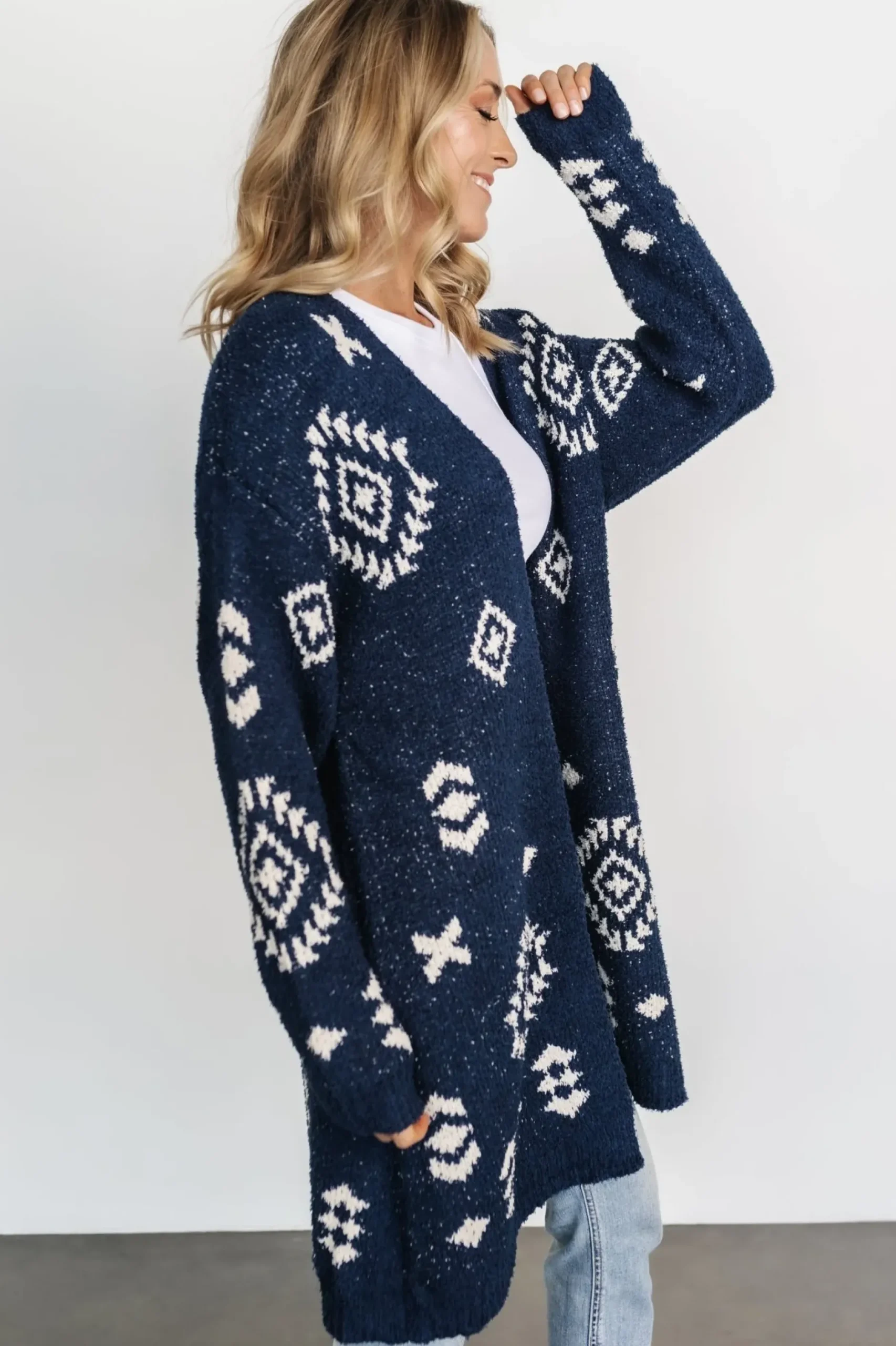 Baltic Born sweaters|cardigans|Missoula Oversized Cardigan | Navy + Ivory