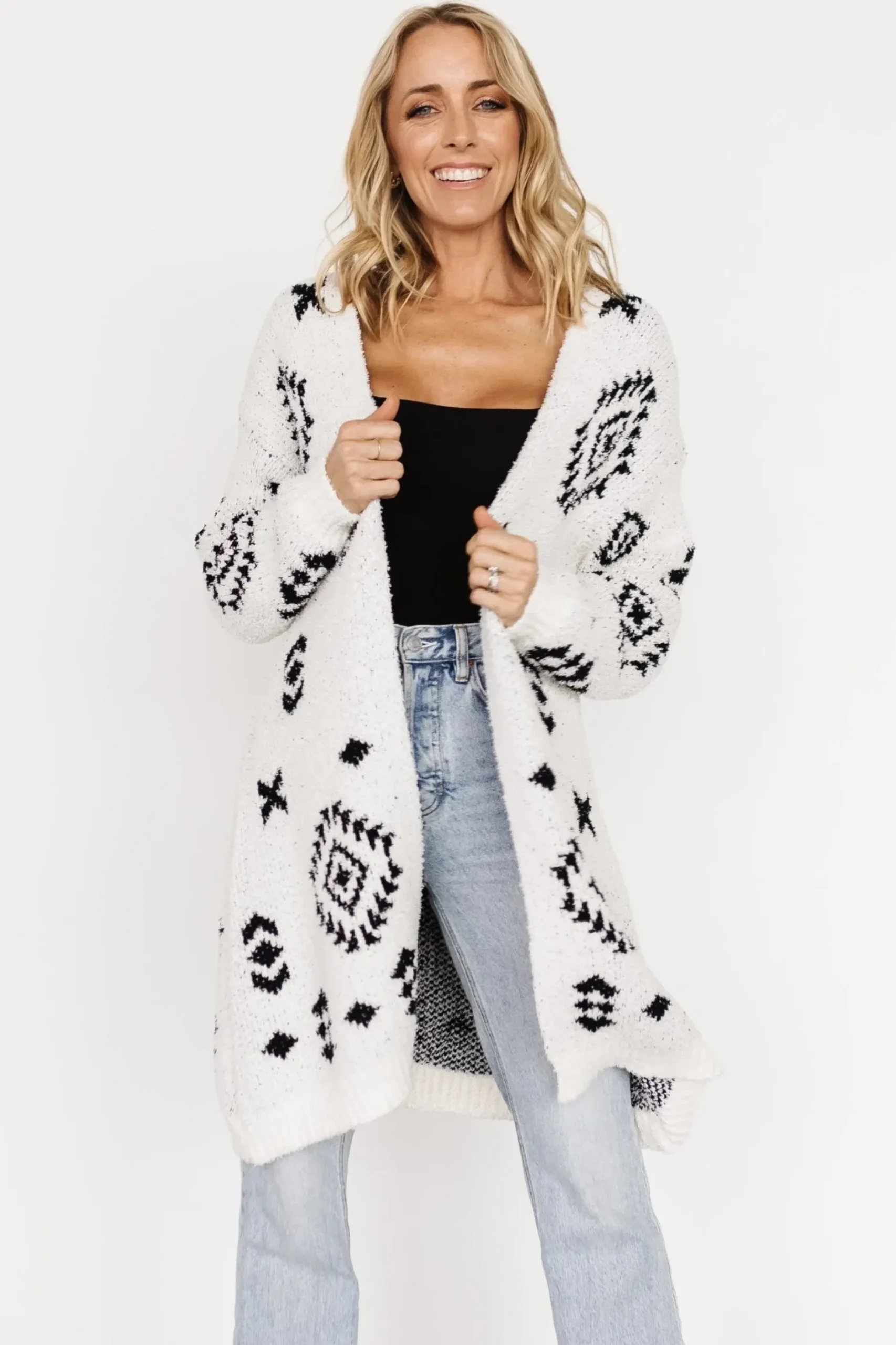 Baltic Born sweaters|cardigans|Missoula Oversized Cardigan | Off White + Black
