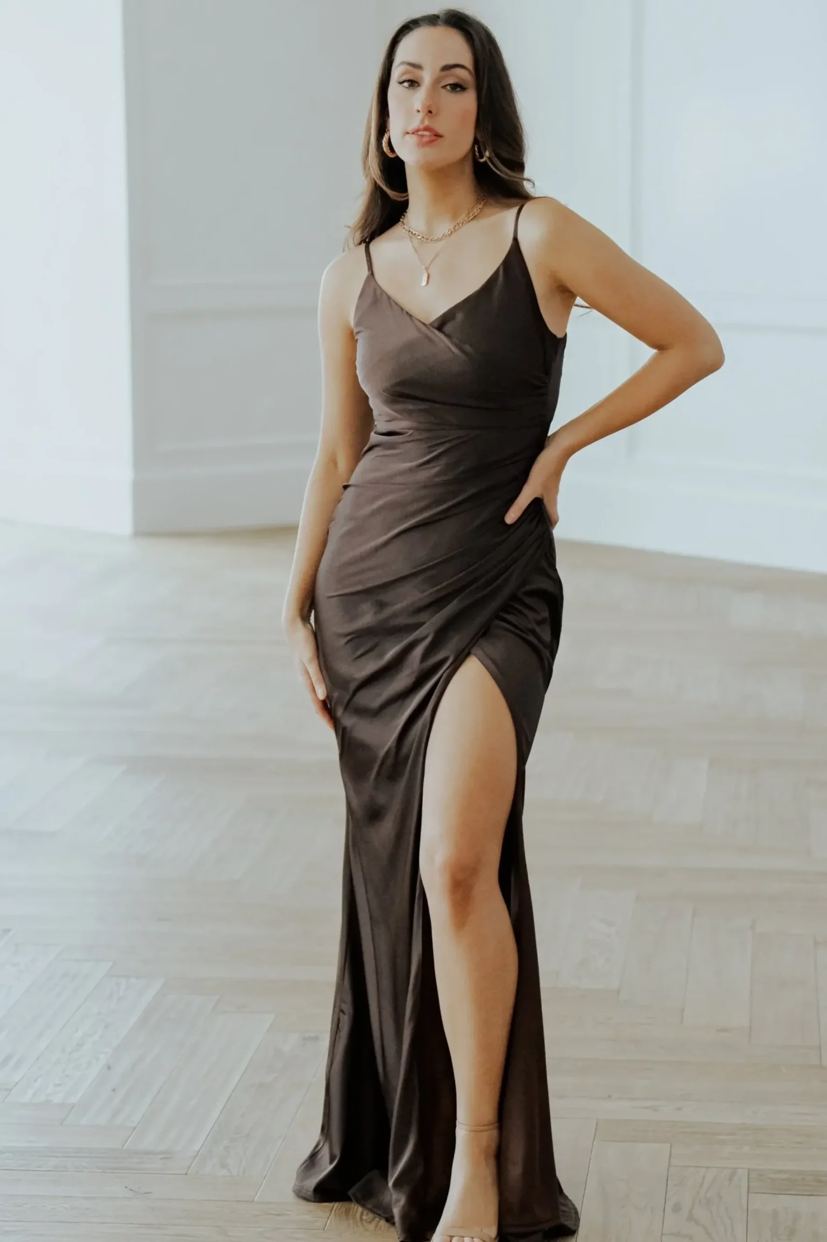 Baltic Born COMING SOON|Monet Satin Gown | Dark Brown