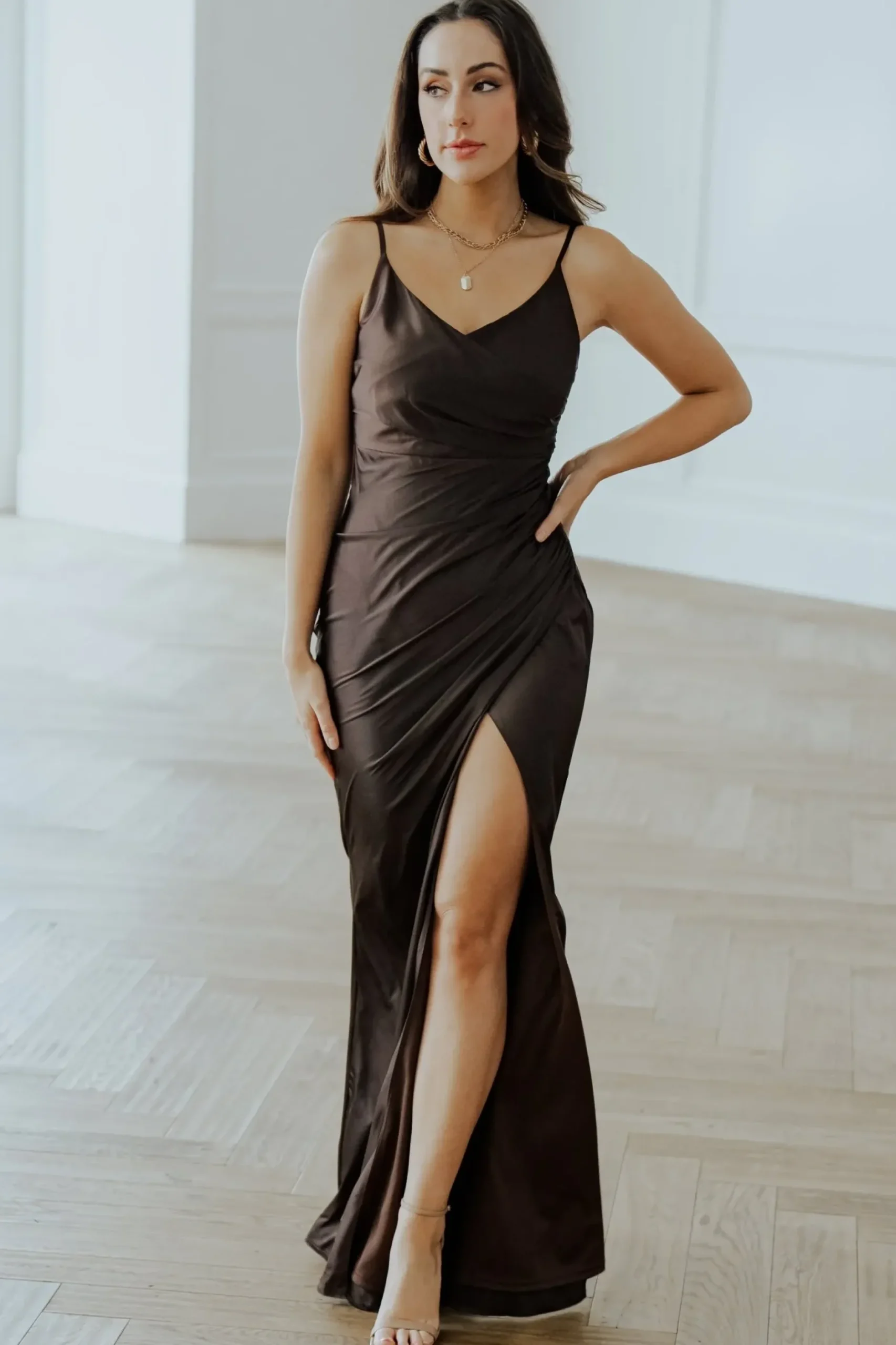 Baltic Born COMING SOON|Monet Satin Gown | Dark Brown