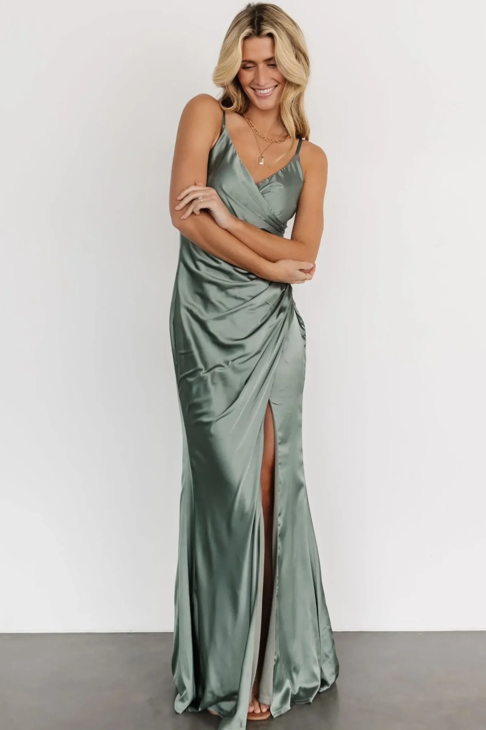 Baltic Born COMING SOON|Monet Satin Gown | Eucalyptus