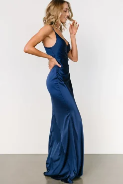 Baltic Born COMING SOON|Monet Satin Gown | Navy