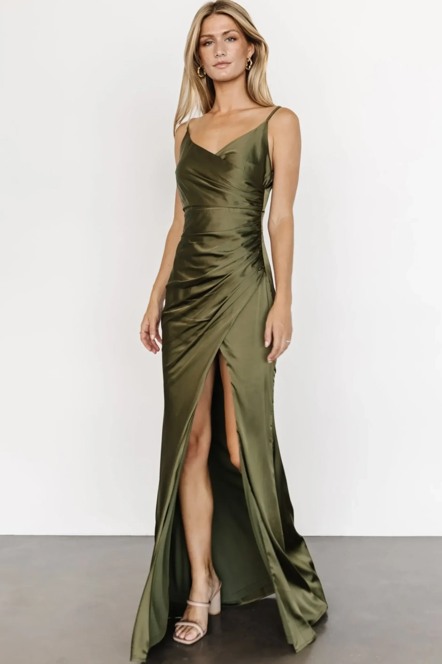 Baltic Born COMING SOON|Monet Satin Gown | Olive