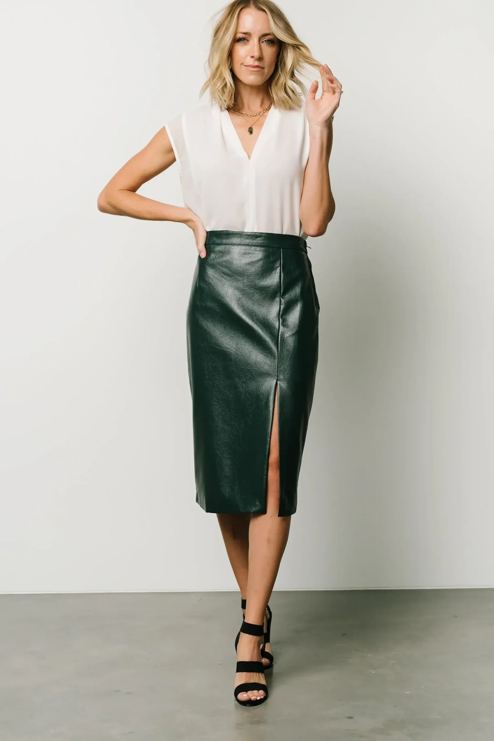 Baltic Born skirts|Montague Vegan Leather Skirt | Pine