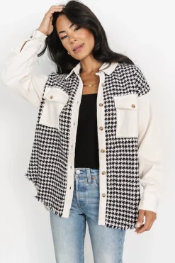 Baltic Born outerwear|Montreal Houndstooth Shacket | Ivory + Black