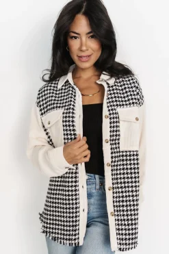 Baltic Born outerwear|Montreal Houndstooth Shacket | Ivory + Black
