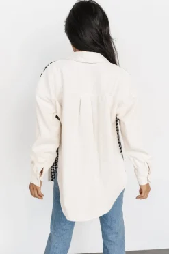Baltic Born outerwear|Montreal Houndstooth Shacket | Ivory + Black