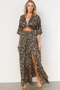 Baltic Born maxi dresses|Morlana Maxi Dress | Black + Tan Print
