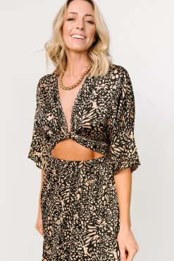 Baltic Born maxi dresses|Morlana Maxi Dress | Black + Tan Print