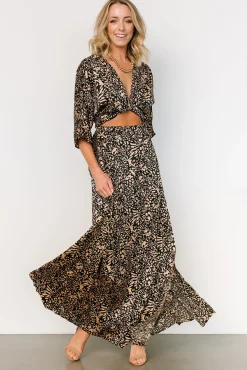 Baltic Born maxi dresses|Morlana Maxi Dress | Black + Tan Print