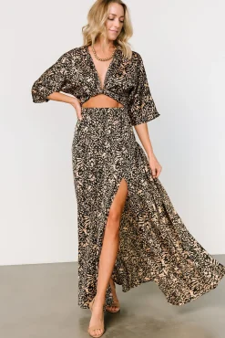 Baltic Born maxi dresses|Morlana Maxi Dress | Black + Tan Print