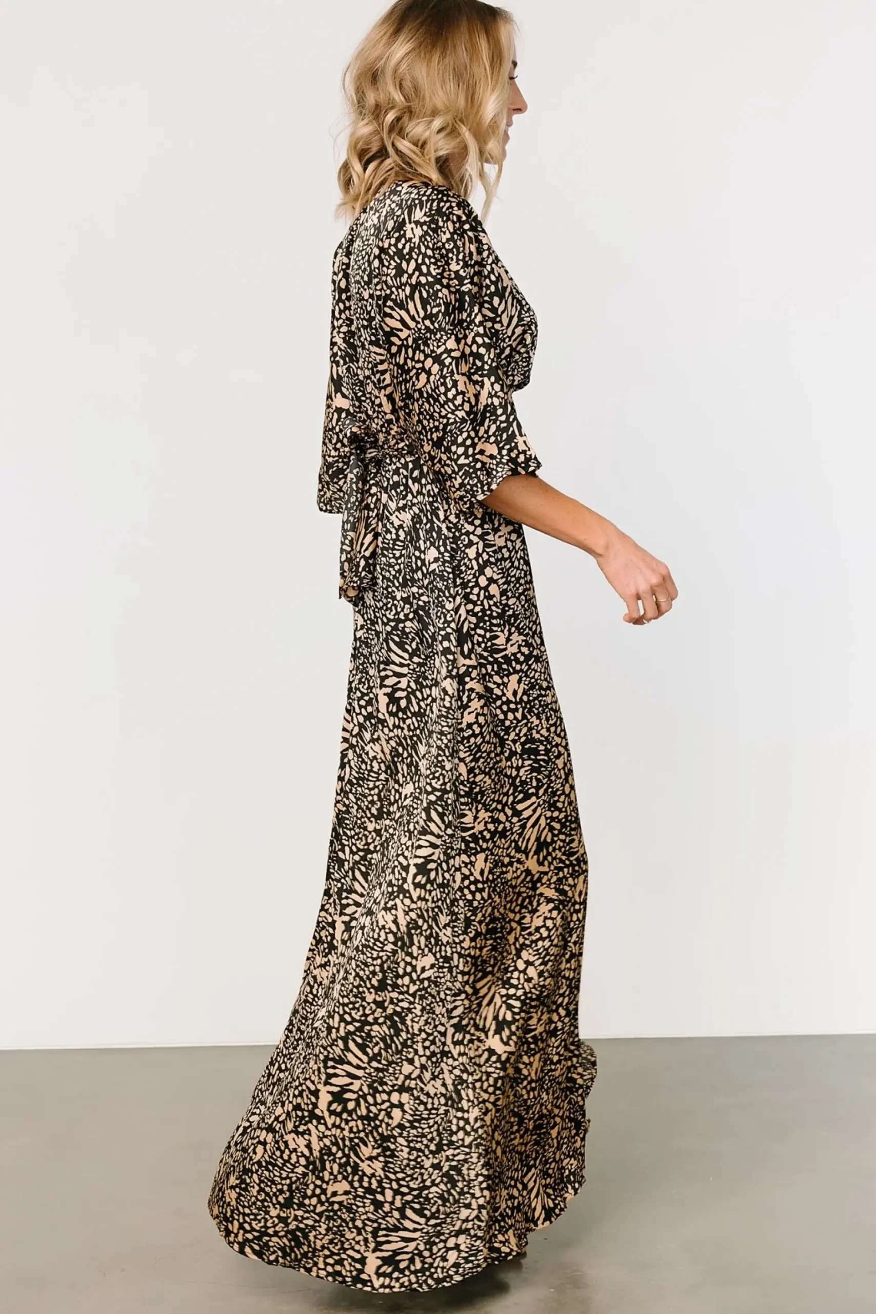 Baltic Born maxi dresses|Morlana Maxi Dress | Black + Tan Print