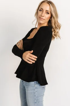 Baltic Born blouses + shirts|Murphy Square Neck Top | Black