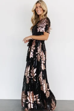 Baltic Born COMING SOON|Muse Sequin Maxi Dress | Black + Rose