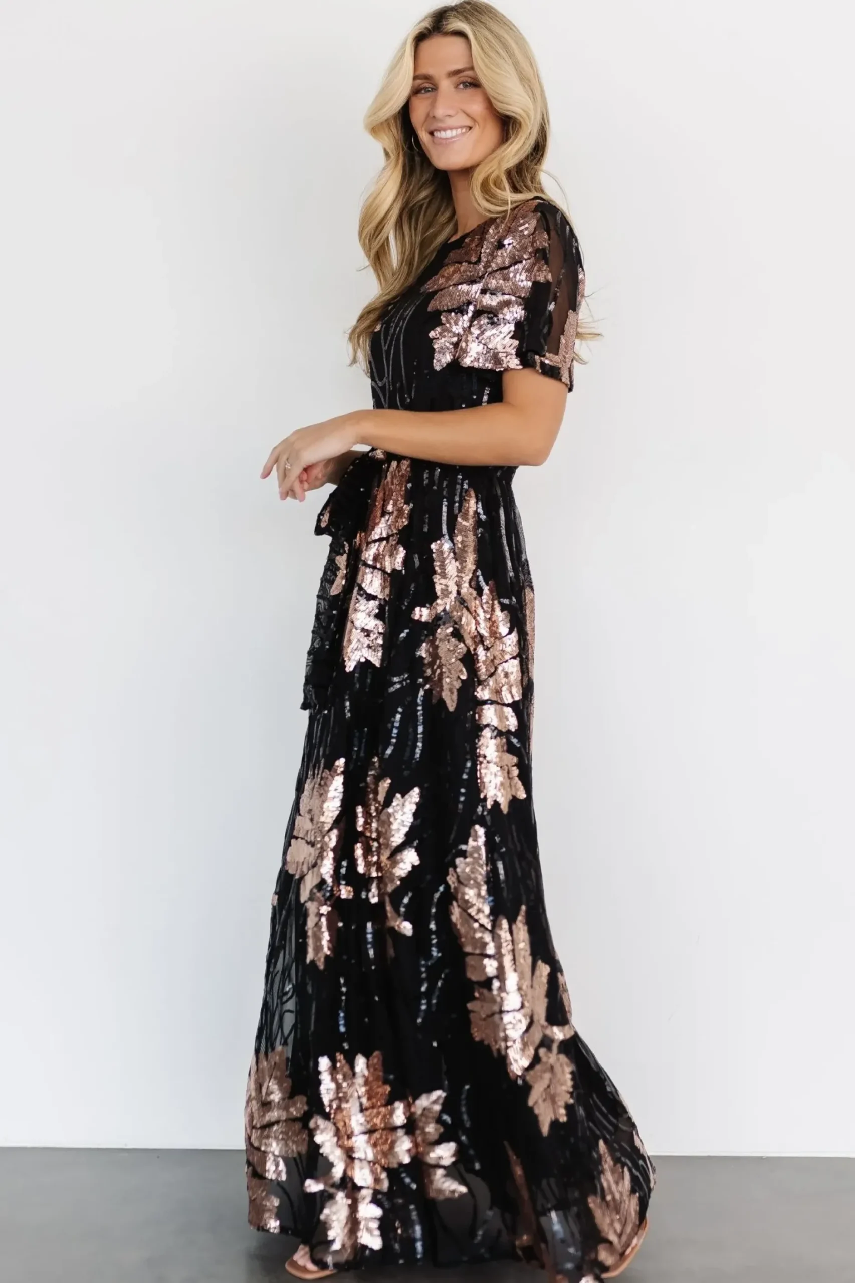Baltic Born COMING SOON|Muse Sequin Maxi Dress | Black + Rose