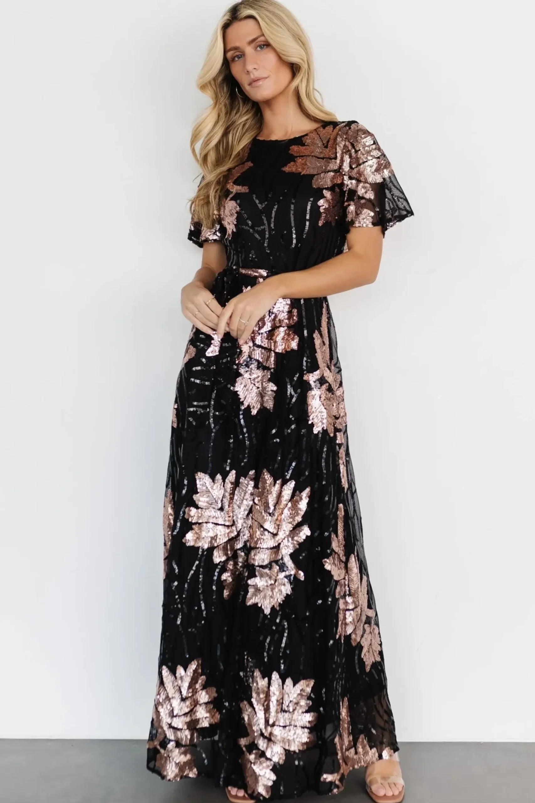 Baltic Born COMING SOON|Muse Sequin Maxi Dress | Black + Rose