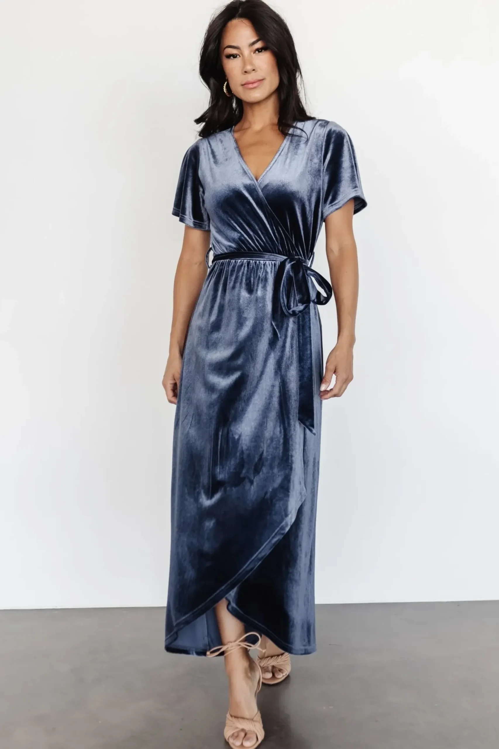 Baltic Born midi dresses|bump friendly|Nadine Velvet Midi Dress | Blue