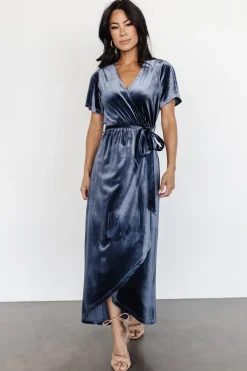 Baltic Born midi dresses|bump friendly|Nadine Velvet Midi Dress | Blue