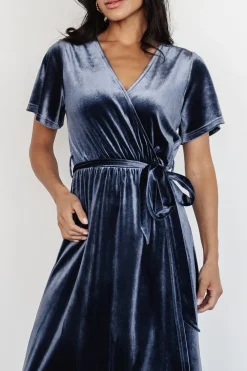 Baltic Born midi dresses|bump friendly|Nadine Velvet Midi Dress | Blue