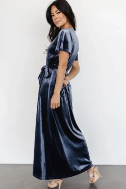 Baltic Born midi dresses|bump friendly|Nadine Velvet Midi Dress | Blue
