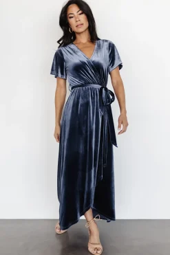 Baltic Born midi dresses|bump friendly|Nadine Velvet Midi Dress | Blue