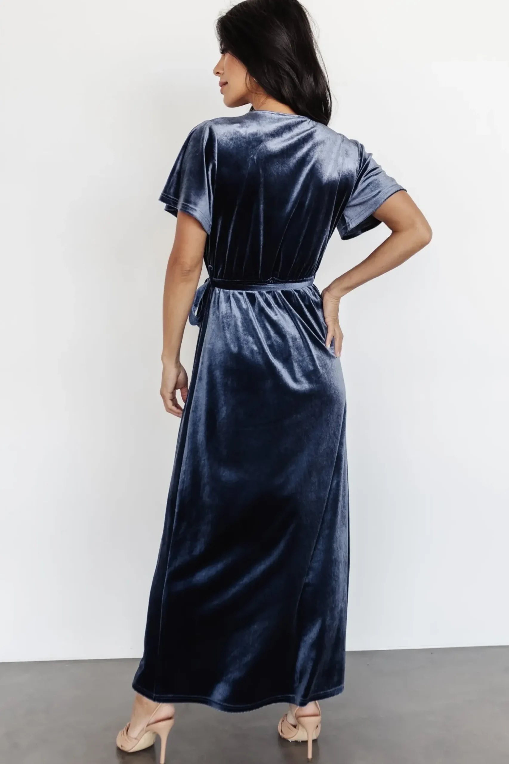 Baltic Born midi dresses|bump friendly|Nadine Velvet Midi Dress | Blue