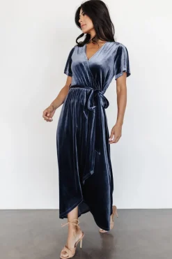 Baltic Born midi dresses|bump friendly|Nadine Velvet Midi Dress | Blue