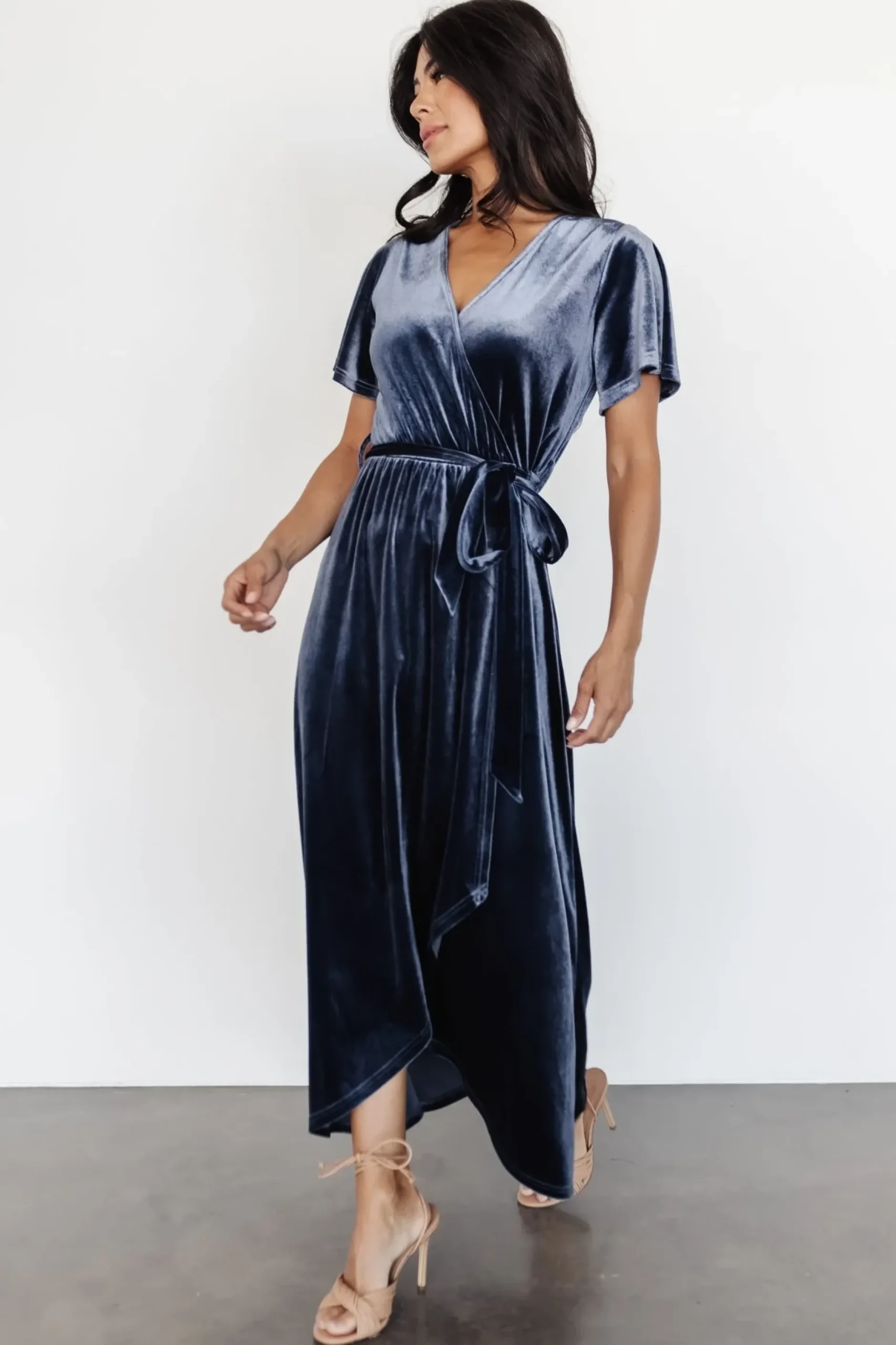 Baltic Born midi dresses|bump friendly|Nadine Velvet Midi Dress | Blue